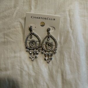 Charter Club Silver Crystal Dangle Earrings